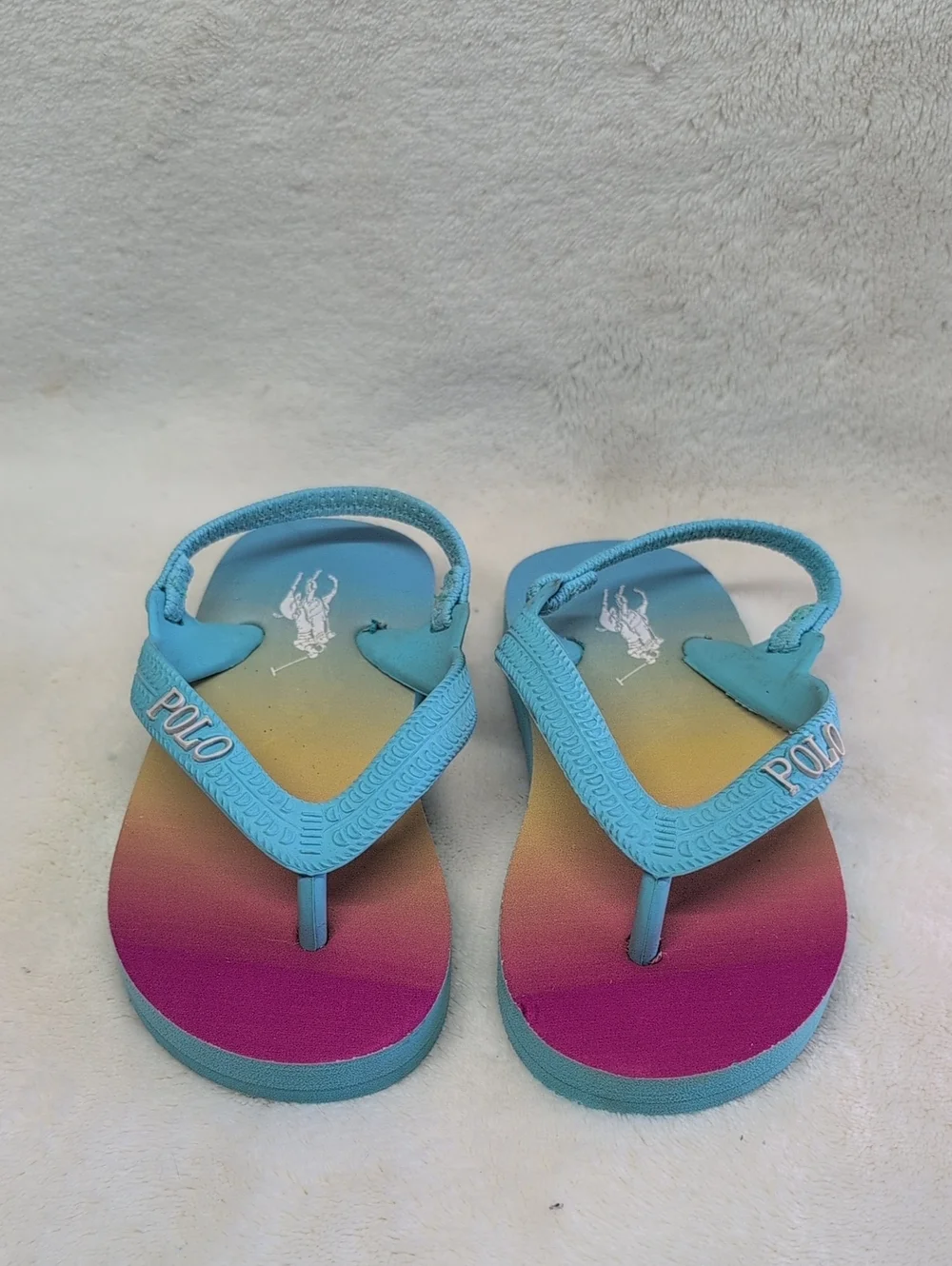 Polo by Ralph Lauren Kids Aqua Strap Gradient Pink-Blue Flip-Flops